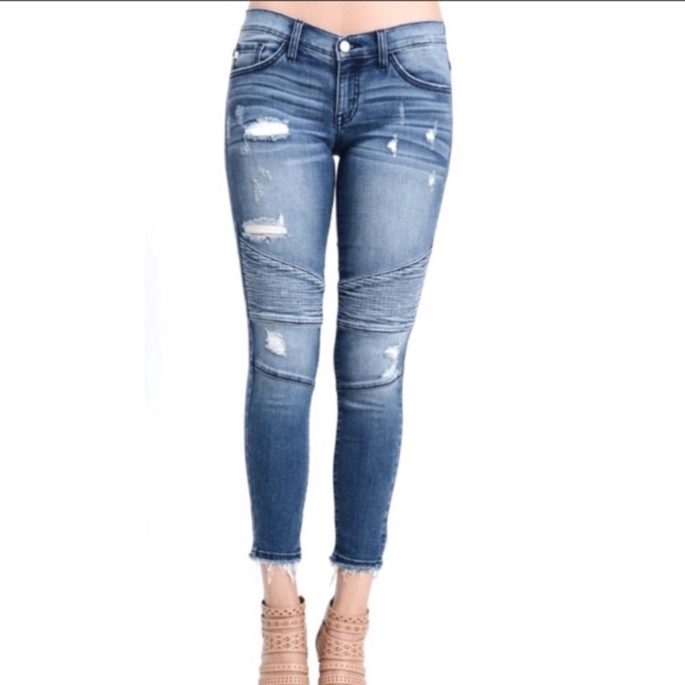 KanCan Moto Skinny Crop Jeans Distressed Size 27 / 7.